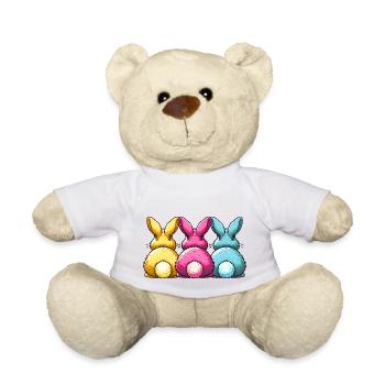 LAPINS DE PÂQUES COLORÉS Joyeuses Pâques - Nounours - blanc - Devant