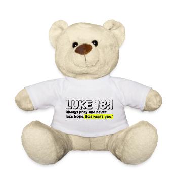 Luke 18:1 | Bible Quote - Teddy Bear - white - Front