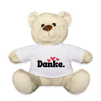 Three Hearts Doodle Pattern - Teddy Bear - white - Front