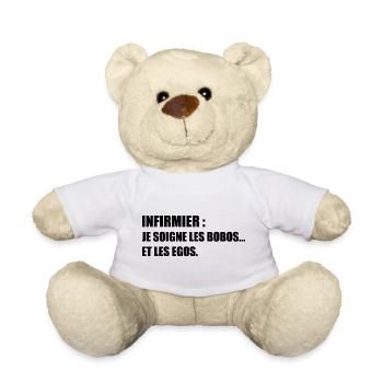 Infirmier : je soigne les bobos… et les egos - Nounours - blanc - Devant