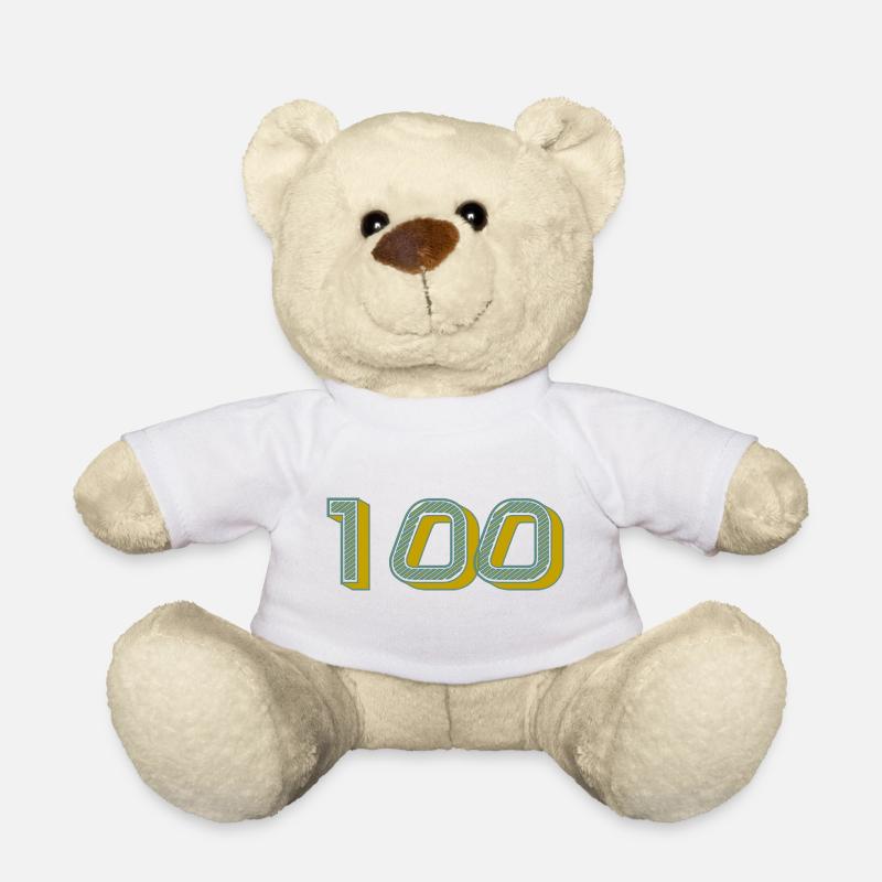 100. 100 ANS. 100e ANNIVERSAIRE. ANNIVERSAIRE 100  - Nounours - blanc