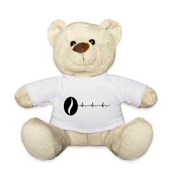 Coffee Bean Coffee Lover Coffee ECG Heartbeat - Teddy Bear - white - Front