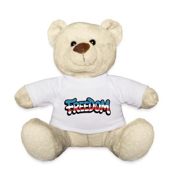 Freedom Typography Statement Design - Teddy Bear - white - Front