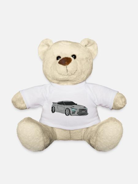 Sports Car Silhouette Neon Highlights - Teddy Bear - white