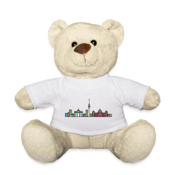 Berlin City Skyline TV Tower Modern Line Art - Teddy Bear - white - Front