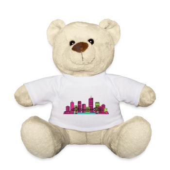 Brisbane City Skyline Story Bridge Modern Art - Teddy Bear - white - Front