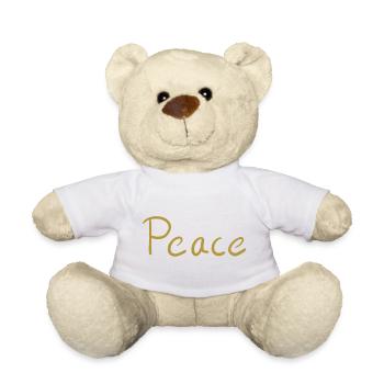 Pinceau à lettres en or Peace - Nounours - blanc - Devant