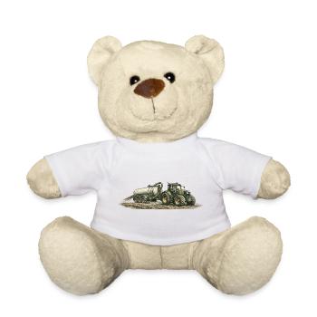 Vintage tractor with slurry tanker agriculture - Teddy Bear - white - Front