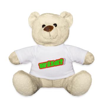 Graffiti wordmark green with red border - Teddy Bear - white - Front