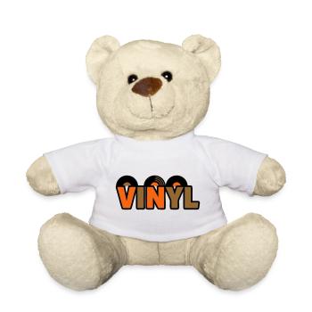 Vinyl Schriftzug Retro Musik Nerd - Teddy - Weiß - Vorne