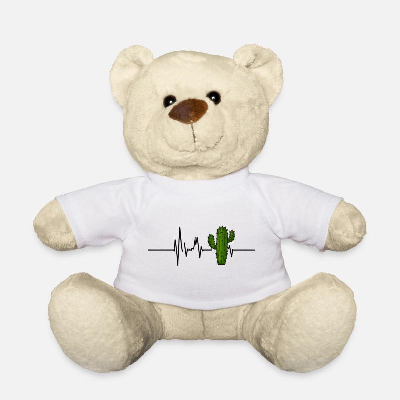 Cactus Heartbeat ECG Pulse Cactus Lover - Teddy Bear - white