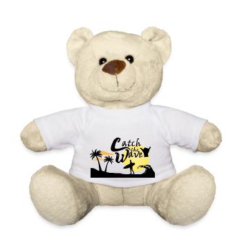 Catch the big wave surfer gift wave motif - Teddy Bear - white - Front