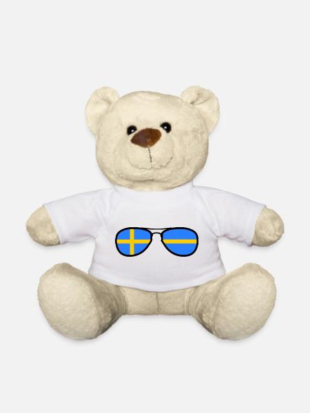 Brille - Schweden Flagge - Teddy - Weiß