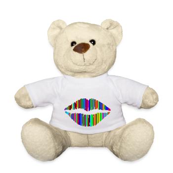 Bisous et lèvres colorées - Nounours - blanc - Devant