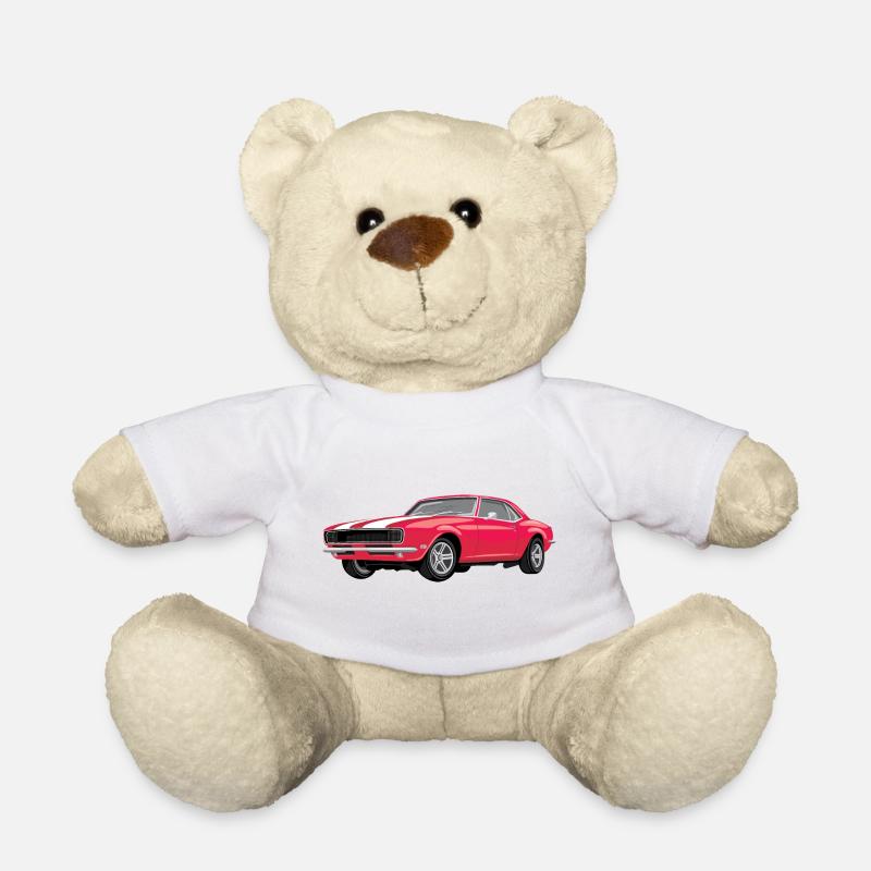 Retro leuchtend rotes Auto - Teddy - Weiß