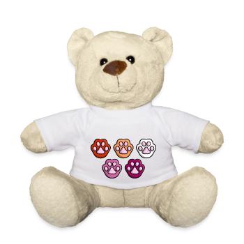 Cute Cat Paw Lesbian Queer Flag Flag LGBTQ - Teddy Bear - white - Front