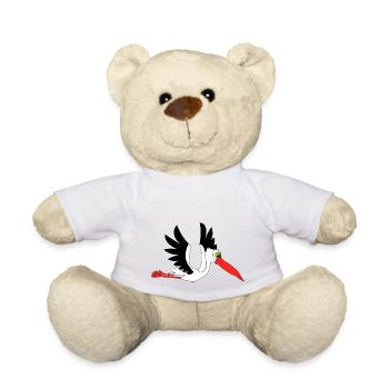 storch baby geburt geburtstag schwanger klapper - Teddy - Weiß - Vorne