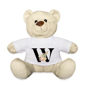 letter W flowers - Teddy Bear - white - Front