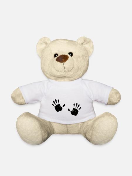 Schwarze Handabdrücke - Teddy - Weiß