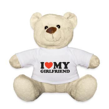 I love my girlfriend heart shirt - Teddy Bear - white - Front