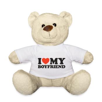 I love my boyfriend heart shirt - Teddy Bear - white - Front