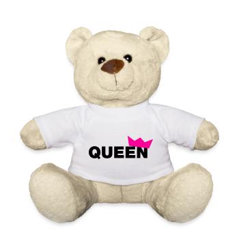 Queen Typo mit Krone / 2 Farben - Teddy - Weiß - Vorne