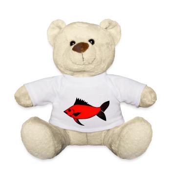 Poisson tambour rouge expressionniste (sébaste) - Nounours - blanc - Devant