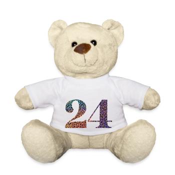 24. Geburtstag Leopard - Teddy - Weiß - Vorne