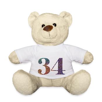 34e anniversaire léopard - Nounours - blanc - Devant
