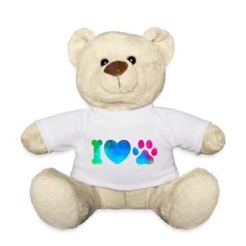 Bunte Pfotenliebe Wasserfarben - Teddy - Weiß - Vorne