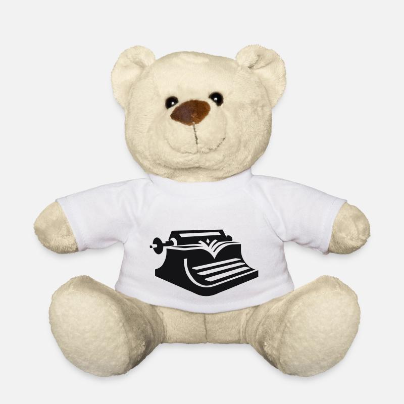 Vintage Typewriter Elegance - Teddy Bear - white