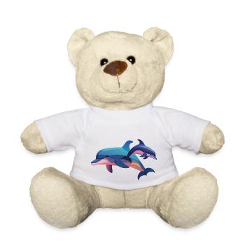 Two Dolphins, One Heart (Dreamy Animals) - Teddy Bear - white - Front