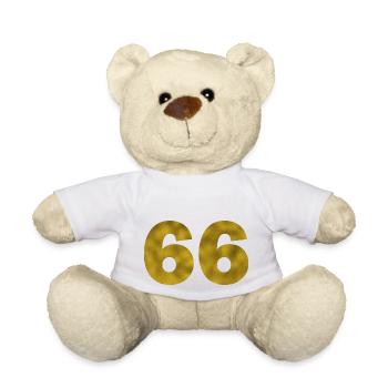 Birthday 66 years - Teddy Bear - white - Front