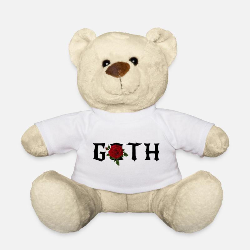 Gothic-Thema mit roter Rose - Teddy - Weiß
