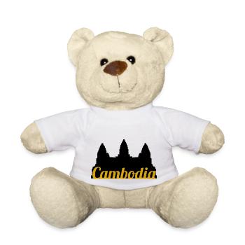 Temple du Cambodge Khmer Vintage drapeau je cadeau - Nounours - blanc - Devant