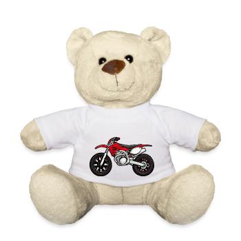 Rotes Motocross Motorrad - Teddy - Weiß - Vorne