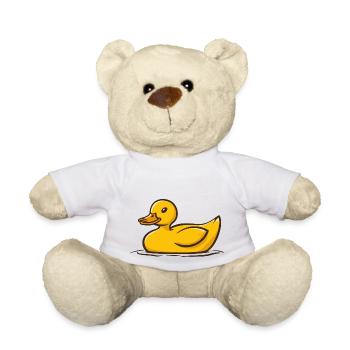 Lustige niedliche gelbe Cartoon Ente schwimmt - Teddy - Weiß - Vorne