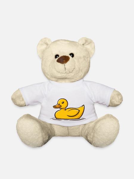 Lustige niedliche gelbe Cartoon Ente schwimmt - Teddy - Weiß