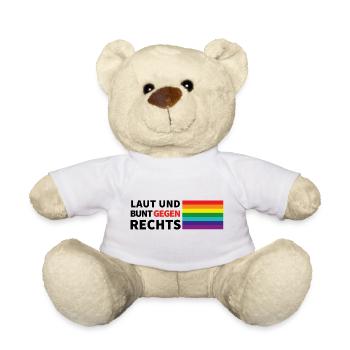 laut und bunt gegen rechts flagge rechts - Teddy - Weiß - Vorne