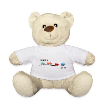 Autos im Geschwindigskeitsrausch - Teddy - Weiß - Vorne