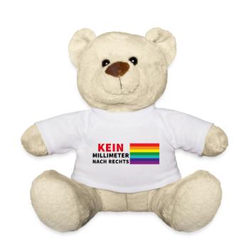 Kein Millimeter nach Rechts mit Pride- Spruch - Teddy - Weiß - Vorne