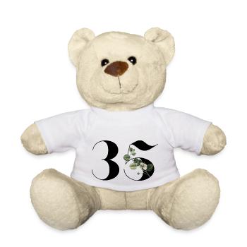 Numéro 35 floral vert - 35e anniversaire floral - Nounours - blanc - Devant