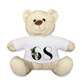 Numéro 68 floral vert - 68e anniversaire floral - Nounours - blanc - Devant