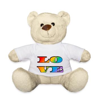 Retro Rainbow Love - Teddy Bear - white - Front