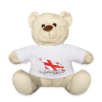 Drapeau de la Géorgie en Géorgie carte GE - Nounours - blanc - Devant