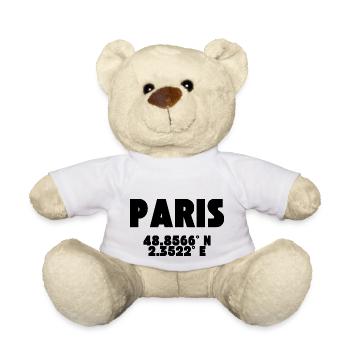 Paris - Design avec coordonnées - Nounours - blanc - Devant