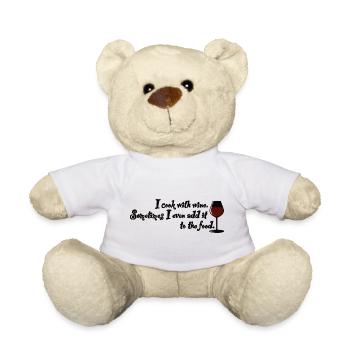 Ich koche mit Wein - Spruch für Weinliebhaber - Teddy - Weiß - Vorne
