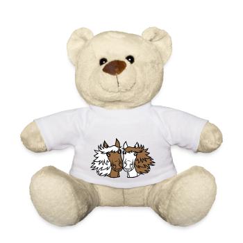 2 Pferde Team Pony Fohlen Pärchen Verliebt Freunde - Teddy - Weiß - Vorne