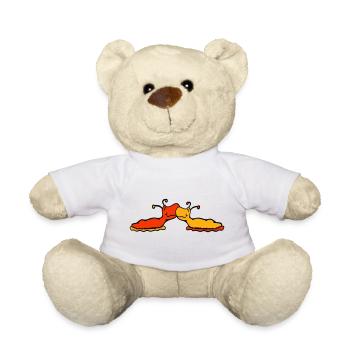 2 Schnecken Kuss Zwei Nacktschnecken Paar Liebe  - Teddy - Weiß - Vorne