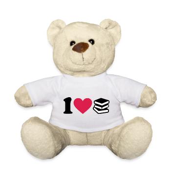 Minimalist I Love Books - Teddy Bear - white - Front